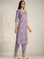 Sangria Floral Printed Gotta Patti Kurta With Trouser & Dupatta | Grocsy