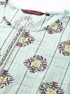 Sangria Women Blue & Brown Ethnic Motifs Printed Kurta | Grocsy