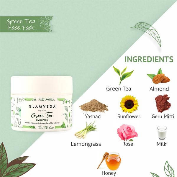 Glamveda Green Tea Recharge & Renew Face Pack | Grocsy