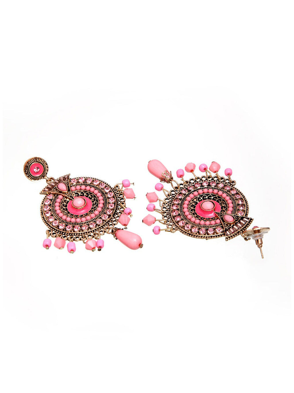 Shining Diva Pink Circular Drop Earrings | Grocsy