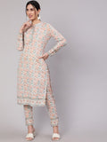 Aks Floral Printed Pure Cotton Kurta With Trousers | Grocsy