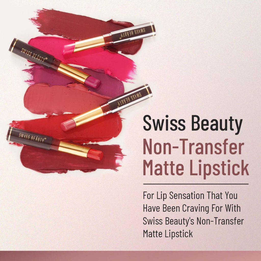 Swiss Beauty Non-Transfer Matte Lipstick - 16 Red Letter | Grocsy