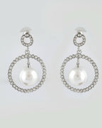 VOJ Women Sliver-Plated Pearl Stainless Steel Circular Studs Earrings