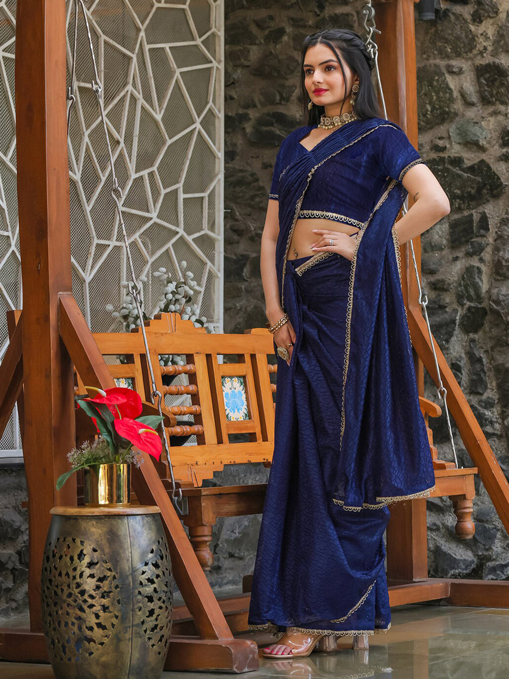 Tikhi Imli Woven Design Ready to Wear Saree | Grocsy