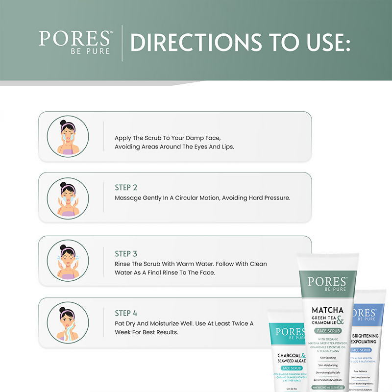 Pores Be Pure Matcha Green Tea Gel Face Scrub | Grocsy