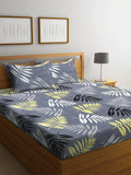 Home Sizzler Grey Printed 144 TC 1 Queen Bedsheet with 2 Pillow Covers | Grocsy