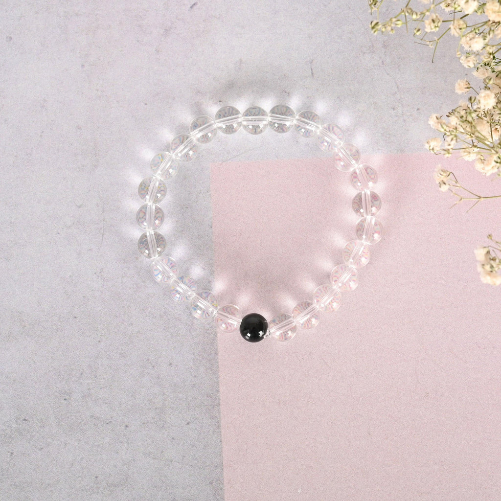 NVR Men & Women Transparent Beaded Elasticated Bracelet | Grocsy