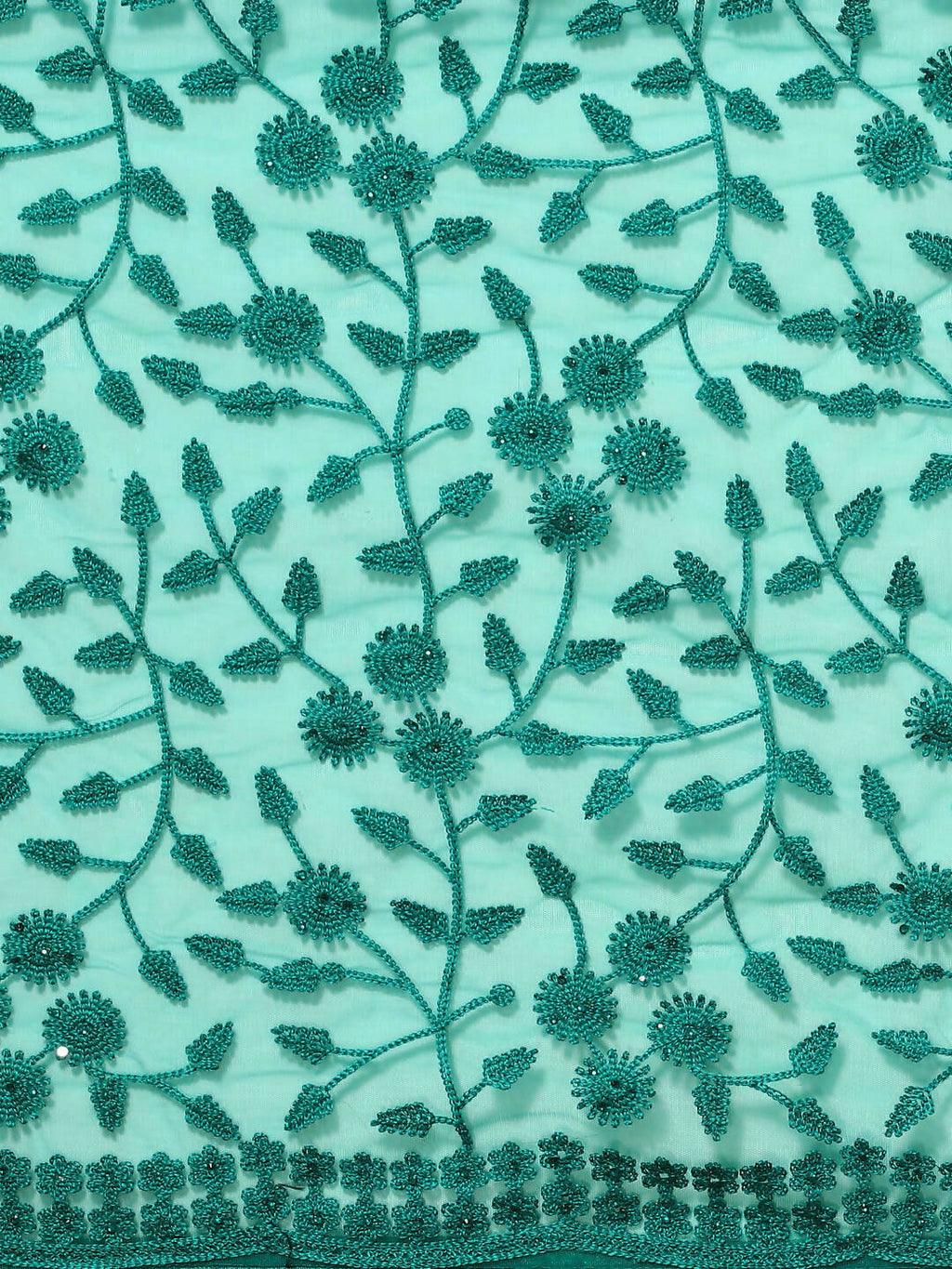 Sea Green Woven Design Net Saree with Blouse Piece - Kalamkari | Grocsy