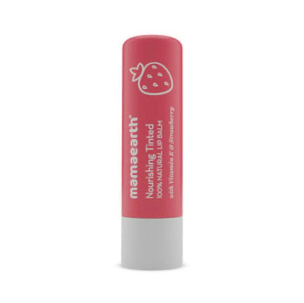 Mamaearth Nourishing Tinted 100% Natural Lip Balm With Vitamin E & Strawberry | Grocsy