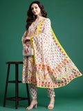Indo Era Floral Printed Pure Cotton Kurta with Palazzos & Dupatta | Grocsy
