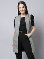 Even Apparels Grey Pure Wool Open Front Woolen Women's Long Coat | Grocsy