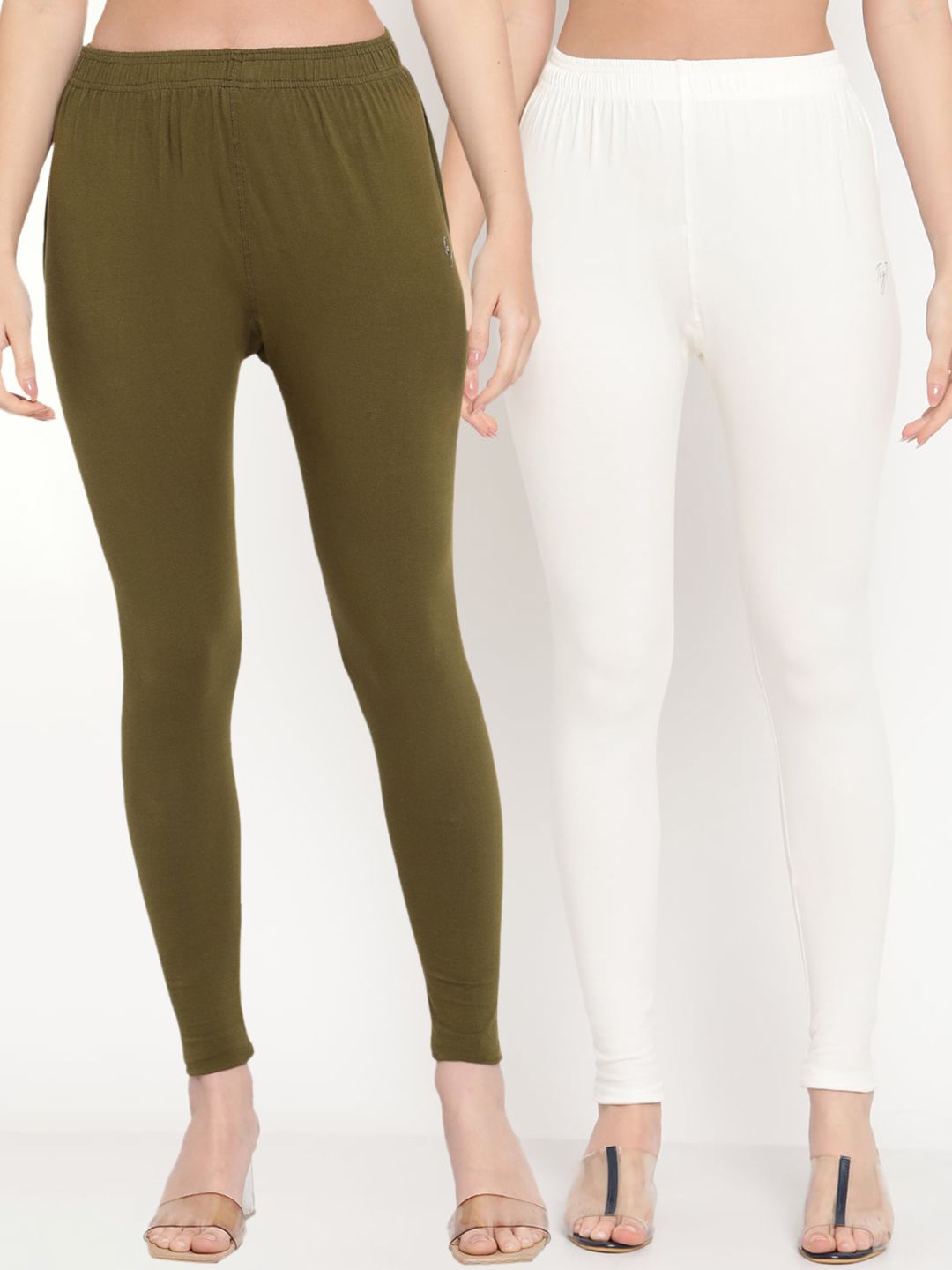 TAG 7 Women Pack Of 2 Solid Ankle-Length Comfort Fit Leggings | Grocsy