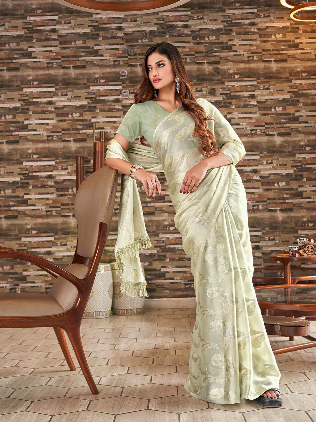 Tikhi Imli Embellished Jacquard Satin Ready to Wear Saree | Grocsy