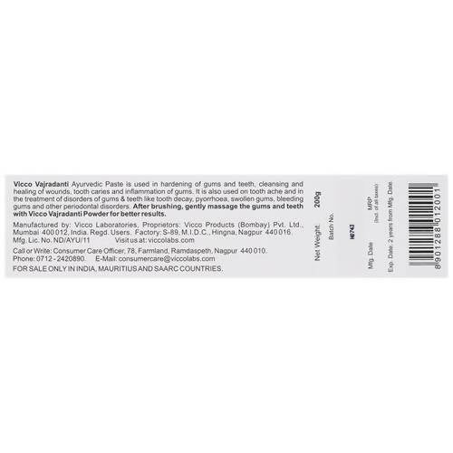 Vicco Vajradanti Ayurvedic 18 Herbs and Barks Toothpaste | Grocsy
