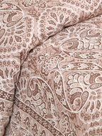 Lali Prints Brown & White Ethnic Motifs Cotton 180 TC King Bedsheet with 2 Pillow Covers | Grocsy