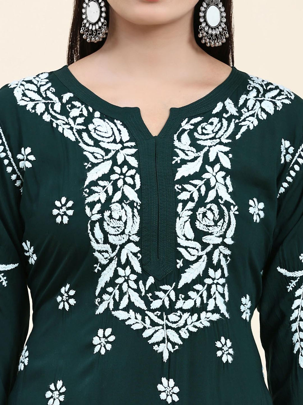 HOUSE OF KARI Floral Embroidered Chikankari Pure Cotton Straight Kurta With Palazzo | Grocsy
