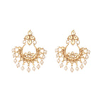 Nuyug 18k Gold-Plated American Diamonds Studded Contemporary Shaped Dangler Earrings | Grocsy