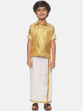 Sethukrishna Boys Golden & White Shirt with Dhoti | Grocsy