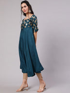 Aks Floral Printed Square Neck Anarkali Kurta | Grocsy