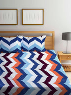 Arrabi Multicoloured Ethnic Motifs 300 TC Super King Bedsheet with 2 Pillow Covers | Grocsy