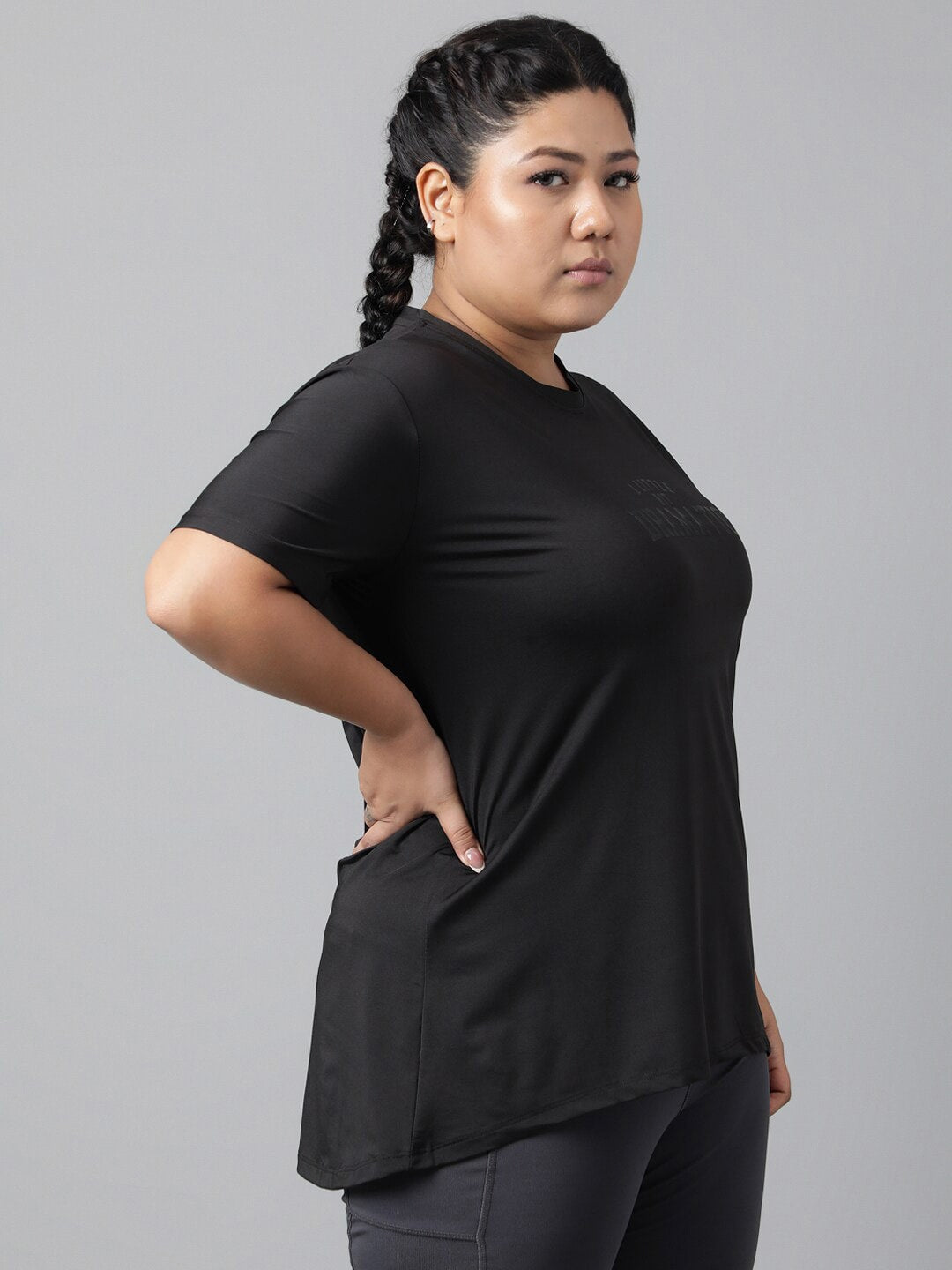 MKH Plus Size Relaxed Fit Typography Printed Dri-Fit Sports T-shirt | Grocsy