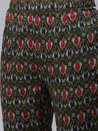 Aks Ethnic Motifs Printed Cold-Shoulder Sleeves Pure Cotton Kurta With Trousers | Grocsy