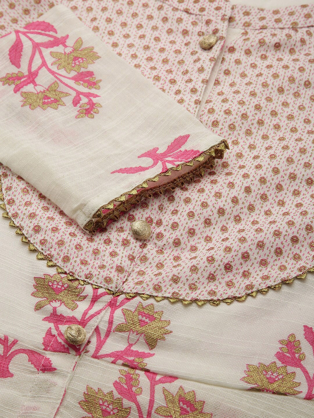 HERE&NOW Women White Floral Printed Kurta with Sharara With Dupatta | Grocsy