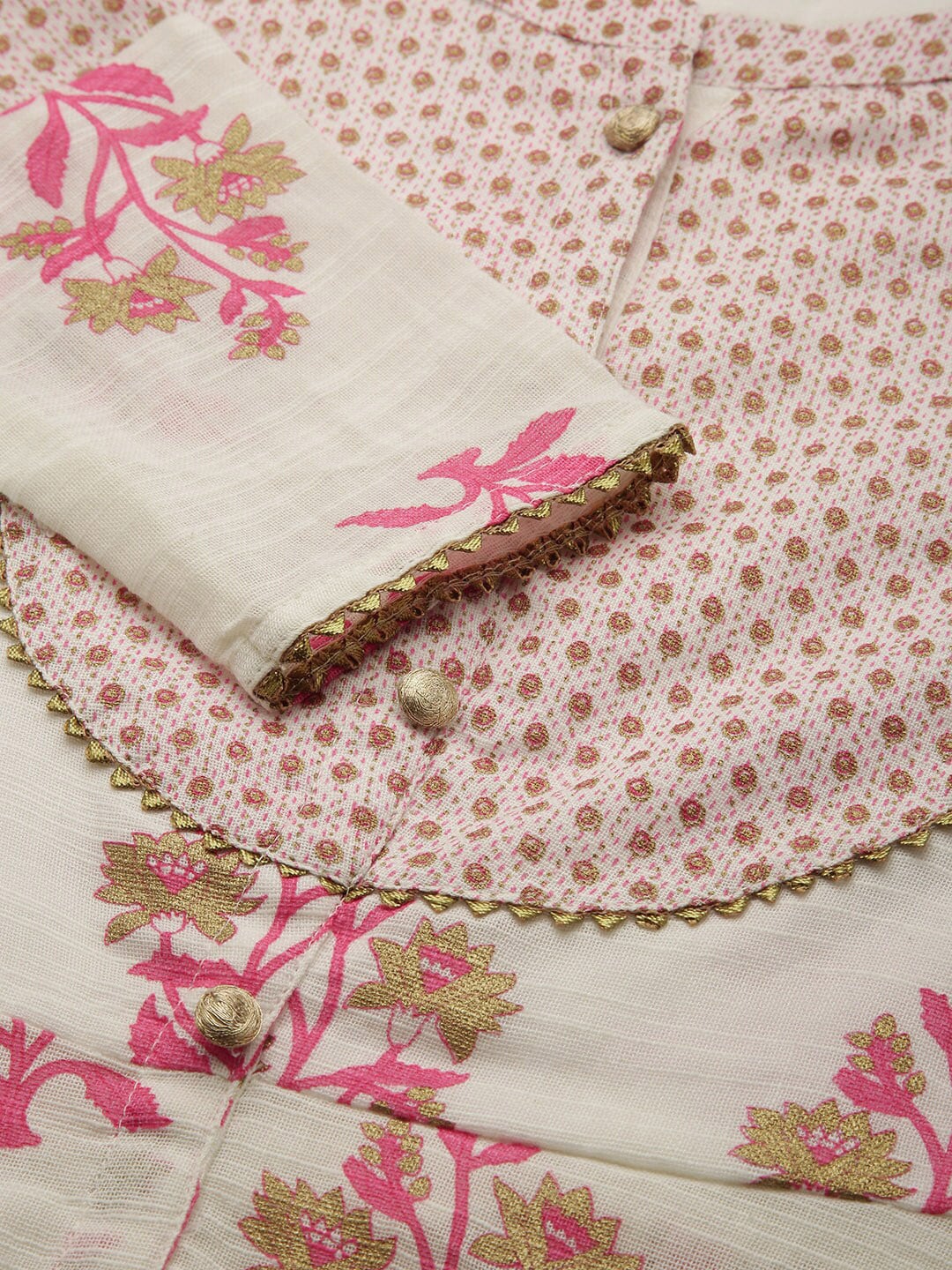 HERE&NOW Women White Floral Printed Kurta with Sharara With Dupatta | Grocsy