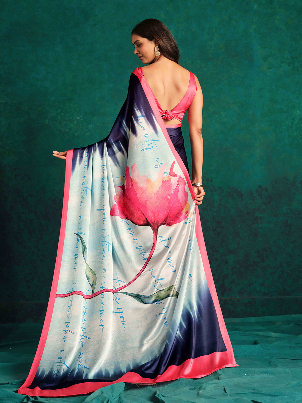 Sangria Printed Satin Saree | Grocsy