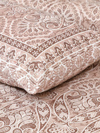 Lali Prints Brown & White Ethnic Motifs Cotton 180 TC King Bedsheet with 2 Pillow Covers | Grocsy