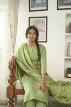 Green Rayon Sequence Embroidery work Straight kurta with Pant & Dupatta - Akashara | Grocsy