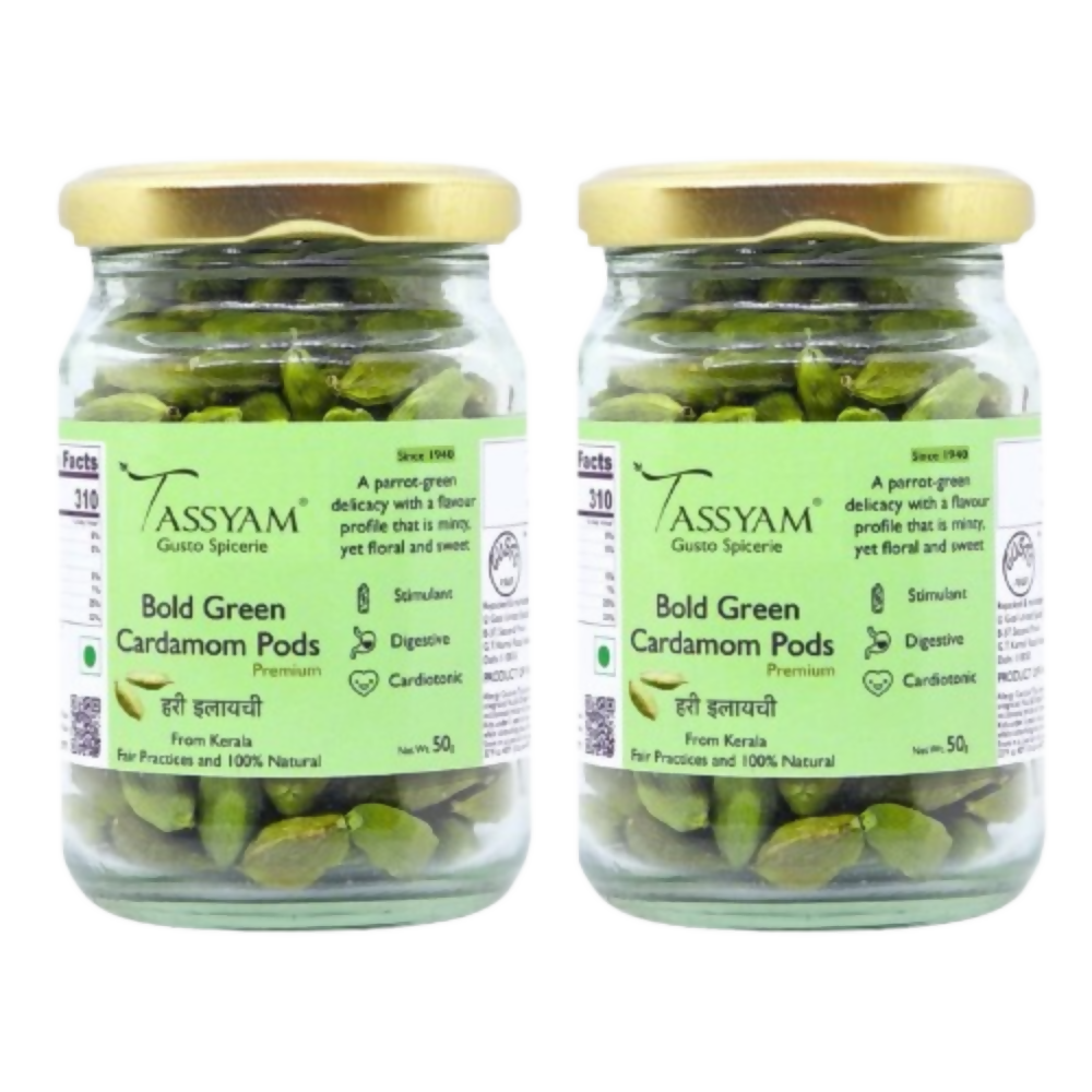 Tassyam Organics Fine Green Cardamom Pods | Grocsy