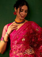 Sangria Embroidered Net Saree | Grocsy