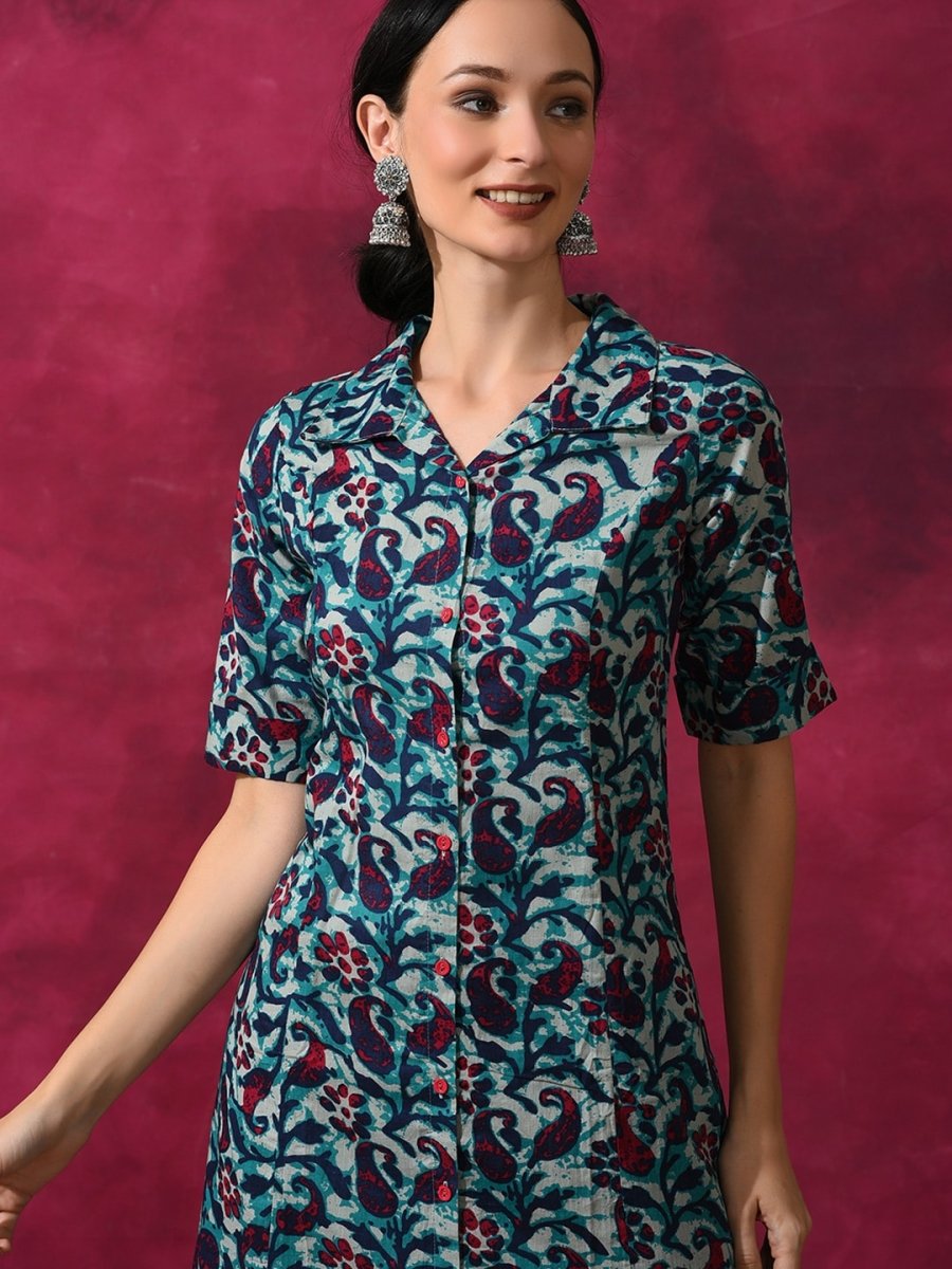 Aks Ethnic Motifs Printed Pure Cotton A-line Kurta with Palazzos | Grocsy