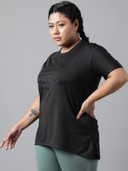 MKH Typography Printed Plus Size Drop Shoulder Sleeves Relaxed Fit Dri-FIT Sports T-shirt | Grocsy