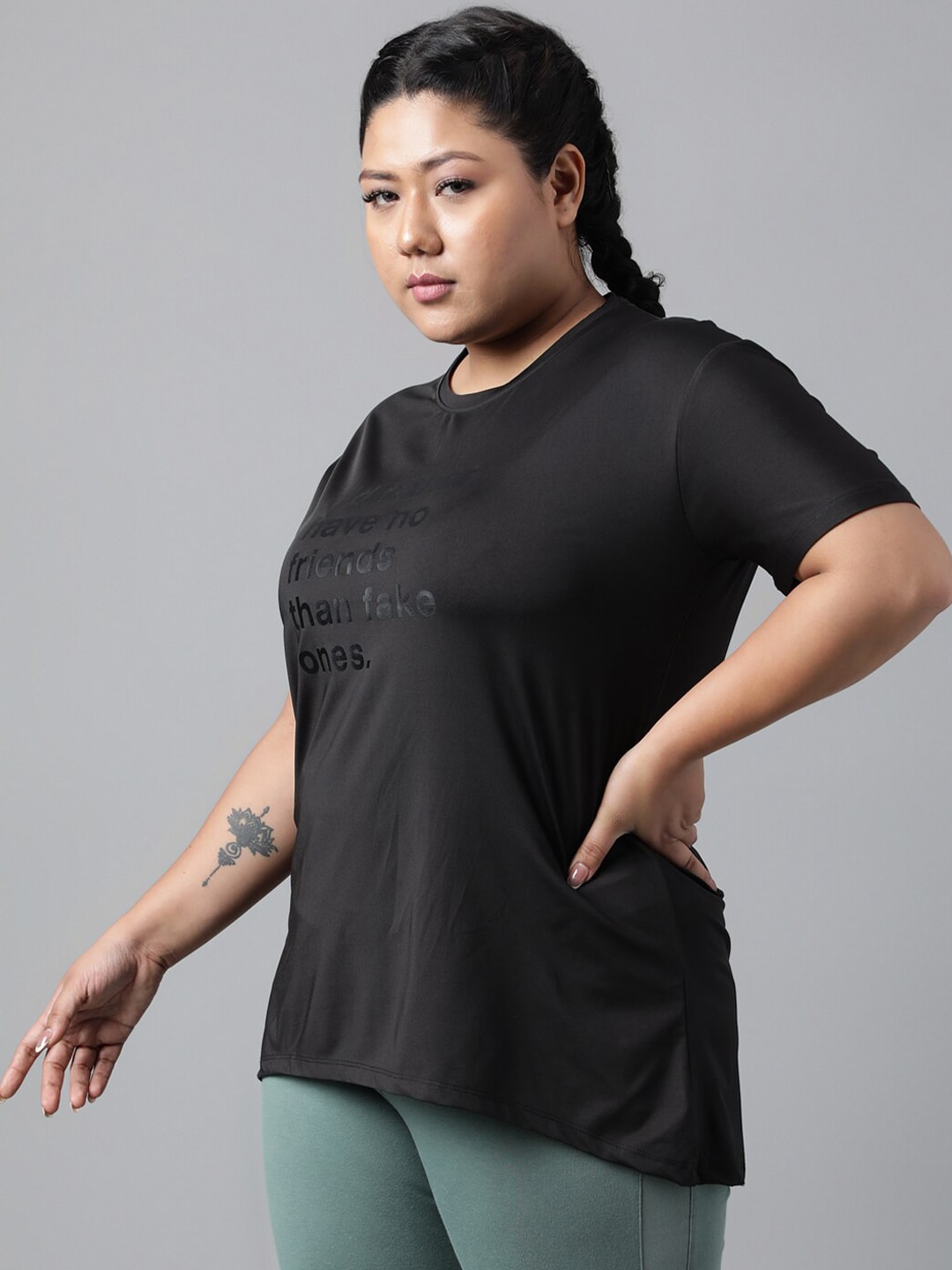 MKH Typography Printed Plus Size Drop Shoulder Sleeves Relaxed Fit Dri-FIT Sports T-shirt | Grocsy