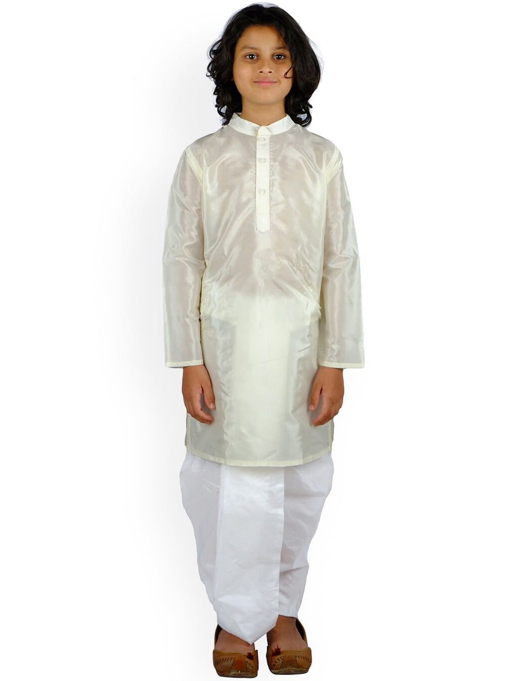 Sethukrishna Boys Cream-Coloured Striped Kurta with Pyjamas | Grocsy