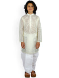 Sethukrishna Boys Cream-Coloured Striped Kurta with Pyjamas | Grocsy