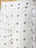 Sangria Women White Ethnic Motifs Printed Panelled Pure Cotton Kurta with Trousers | Grocsy
