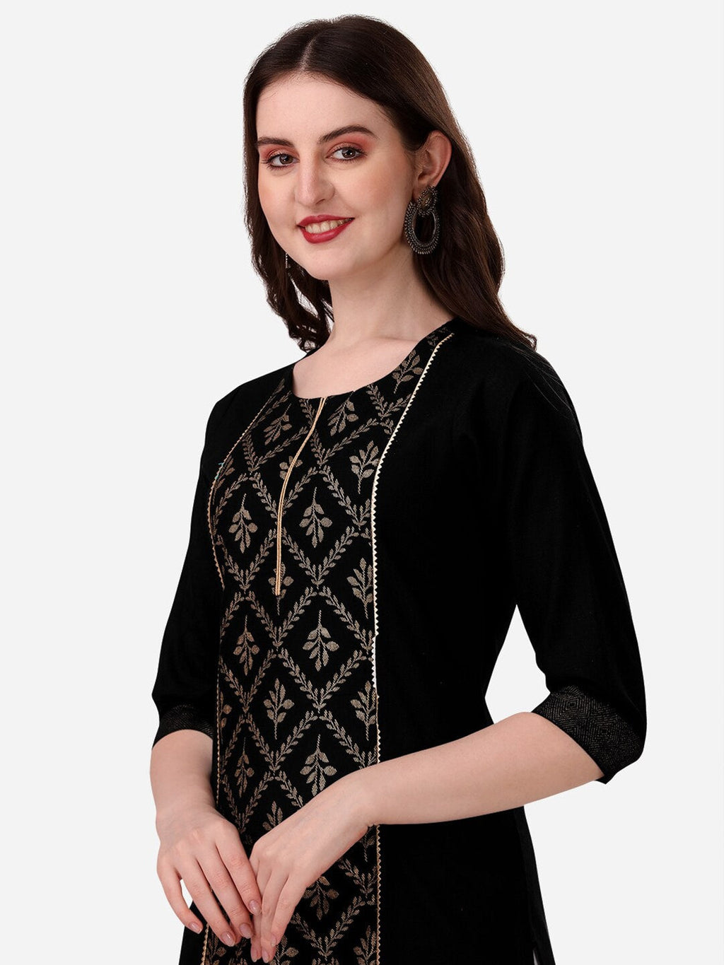 HERE&NOW Women Black Floral Printed Floral Kurta | Grocsy