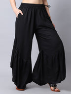 TAG 7 Women Black Flared Ethnic Palazzos | Grocsy