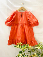 ArthLife Orange Butterfly Embroidered Dress | Grocsy