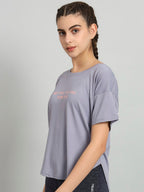 MKH Typography Printed Drop-Shoulder Sleeves Dri-FIT T-shirt | Grocsy