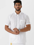 Ramraj Cotton Mens Half Sleeve Luxury Cotton White Shirt | Grocsy
