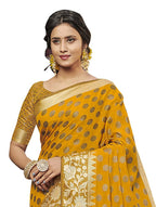 Pisara Women's Mustard Chanderi Cotton Silk Saree With Blouse Piece | Grocsy
