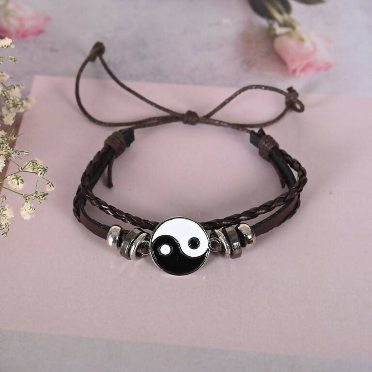 NVR Men Leather Wraparound Bracelet