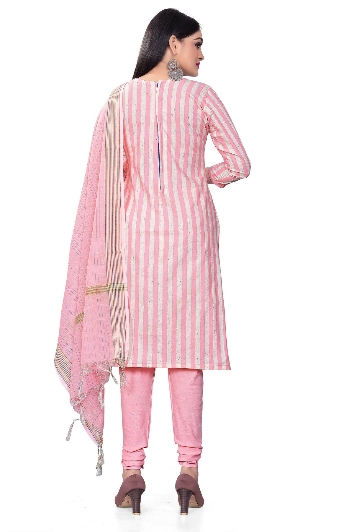 Pink Cotton Jacquard Woven Unstitched Dress Material - Amara | Grocsy