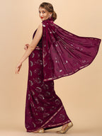 Sangria Women Burgundy Sarees | Grocsy
