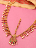 Yellow Chimes Women Gold-Polished,Maroon,Green White Pearl Hanging Bridal Mathapatti | Grocsy