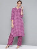 HERE&NOW Women Purple Printed Regular Kurta with Palazzos | Grocsy